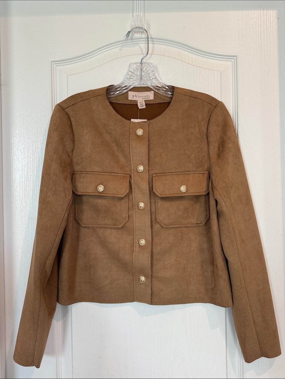 NWT - size XS - Philosophy Chest-Pocket Suede-Style Jacket in Camel